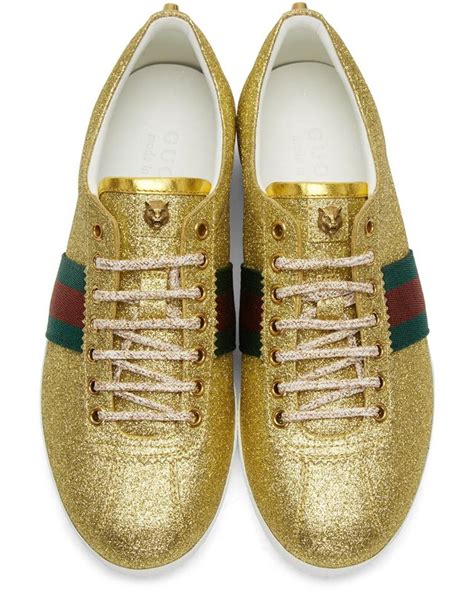 gucci gold glitter sneakers|gucci glitter sneakers with studs.